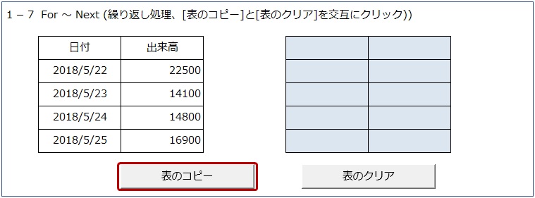 [表のコピー]ボタン