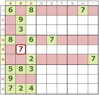 ナンプレ解法テクニック(行・列2)